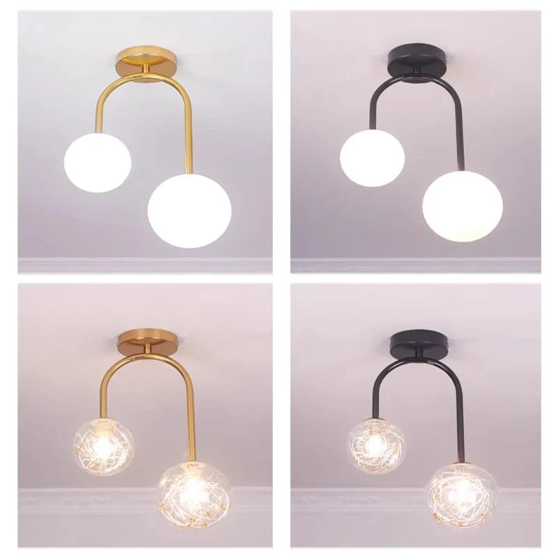 Nordic Glass Ball Ceiling Lights Restaurant Bar Home Decor Hanging Lamp Modern LED Living Room Bedroom Fixtures Indoor Lighting