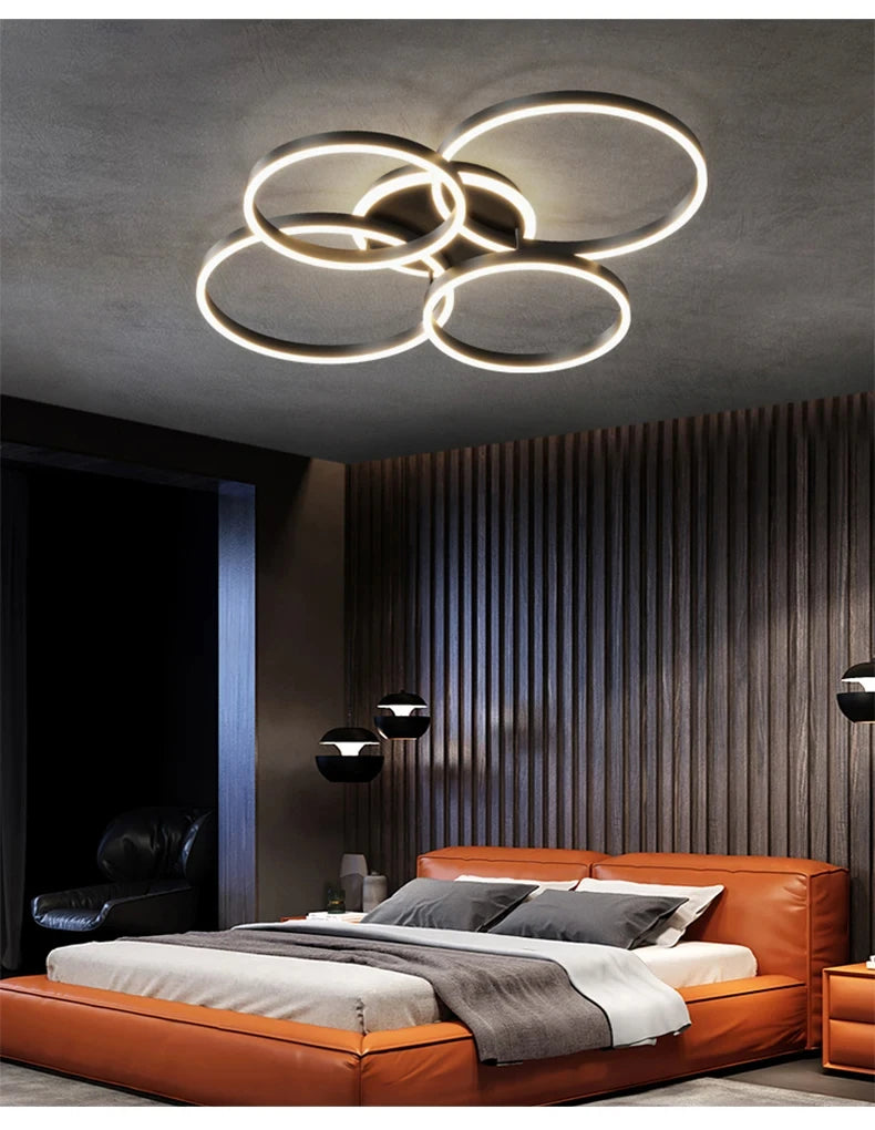 Modern LED Chandelier Lighting Indoor Lighting For Living Study Bedroom Lamps Round Rings Foyer Lustre Chandeliers Luminaire