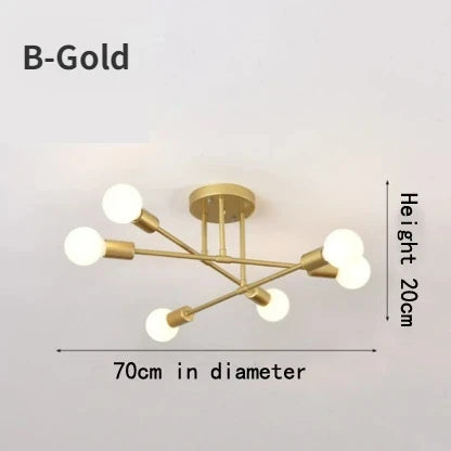Nordic Minimalist Pendant Light Ceiling Lamp LED Chandelier Suitable for Bedrooms Living Rooms Black Gold Lighting Decoration