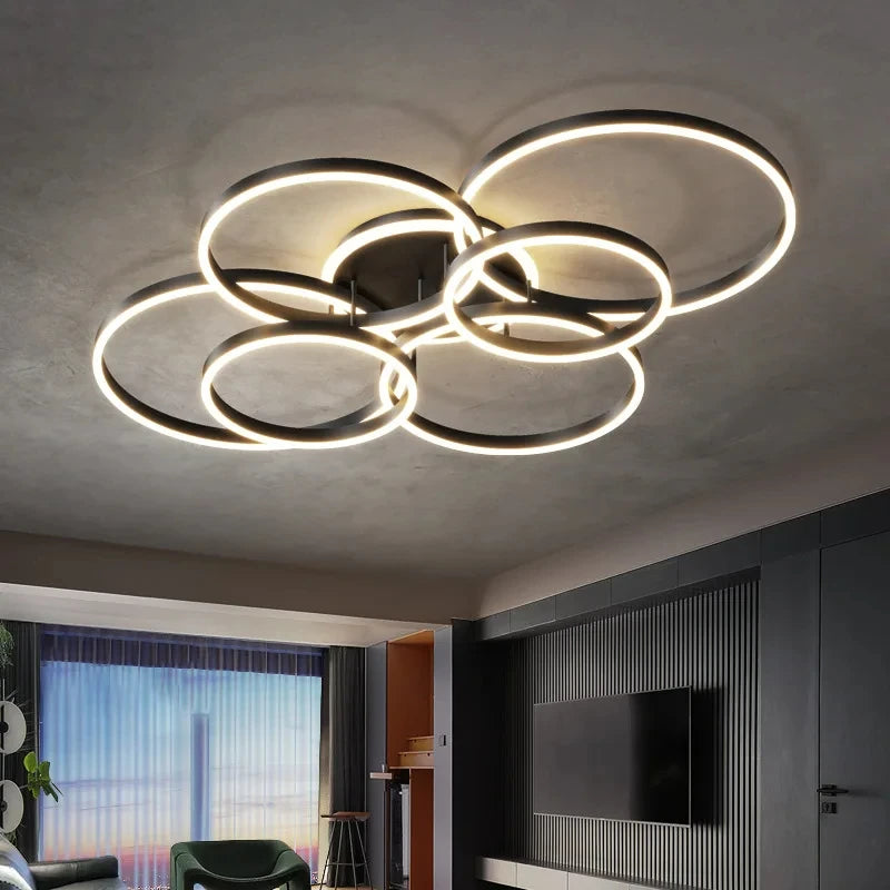 Modern LED Chandelier Lighting Indoor Lighting For Living Study Bedroom Lamps Round Rings Foyer Lustre Chandeliers Luminaire