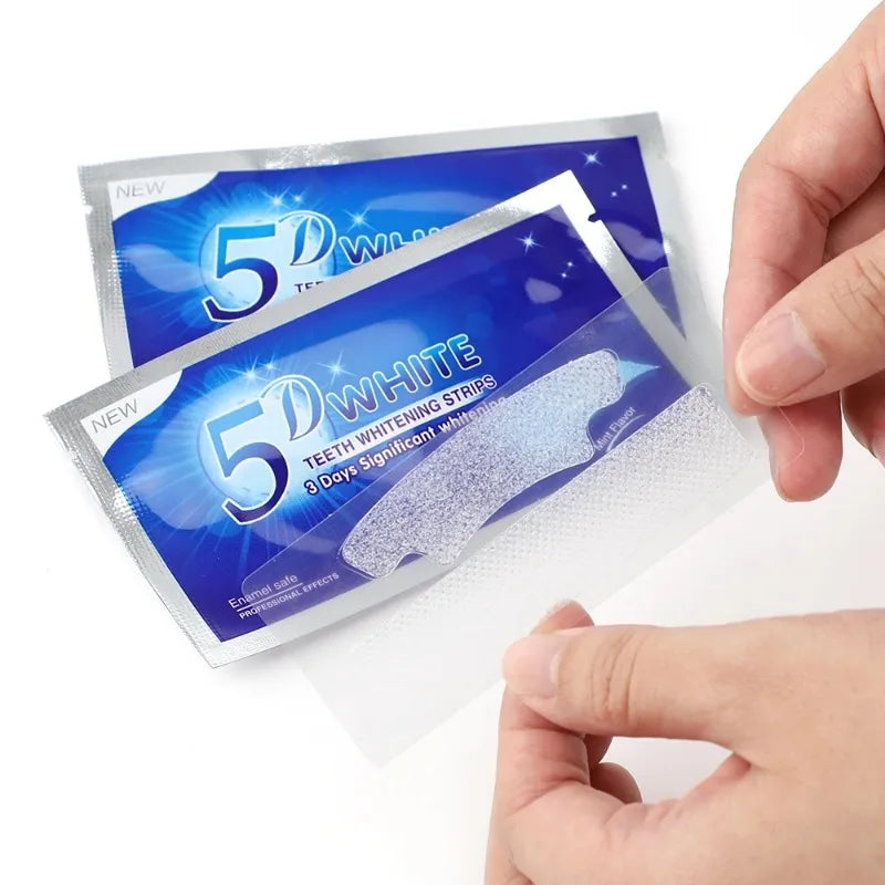 5D Teeth Whitening Strips 56 Strips Tooth Whitener Gel Strip Teeth Brightening Strips Remove Stains Oral Hygiene Care (28Pairs)