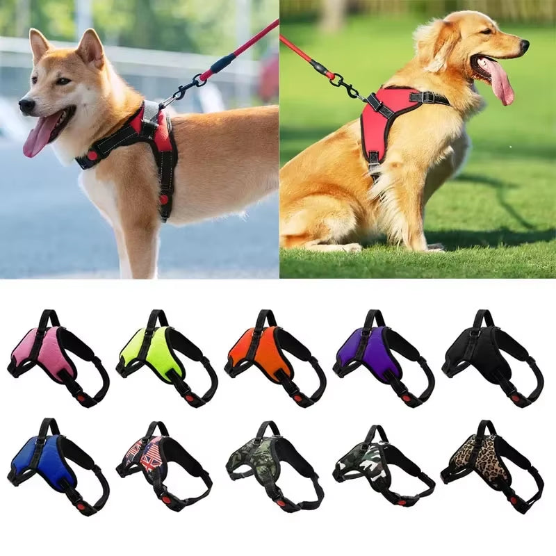 Pet Dogs Adjustable Harness Small and Large Dog Harness Vest,150Cm Strong Dog Leash Pet Leashes Reflective Leash Drag Pull Tow