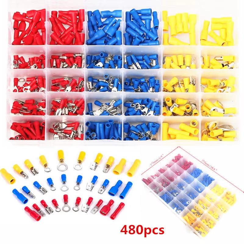 480/300/280PCS Insulated Cable Connector Electrical Wire Crimp Spade Butt Ring Fork Set Ring Lugs Rolled Terminals Assorted Kit