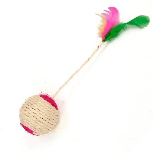 1Pc Cat Toy Sisal Scratching Ball Pet Cat Supplies Feather Toy Cat Toys Interactive Training Interactive Toy for Kitten