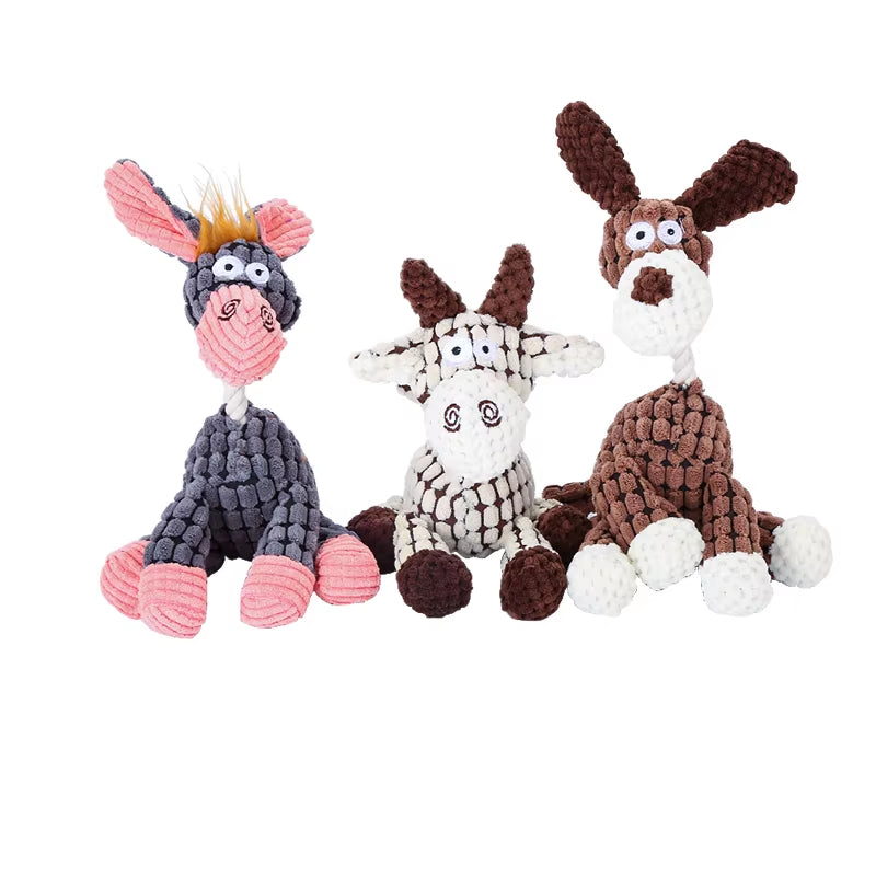 Stuffed Donkey Pet Dog Toy Bite Resistant Teeth Stuffed Toy with Bb Bark