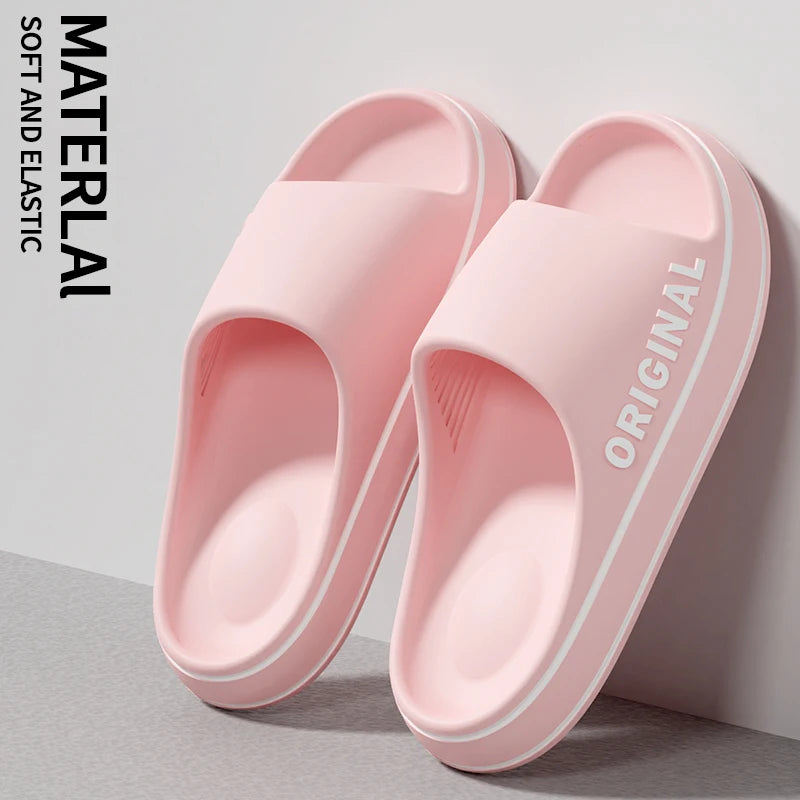 Feslishoet Women Letter Slippers Beach Slides Solid Color Mens Thick Sole Indoor Bathroom Anti Slip Shoes Summer Couple Sandals