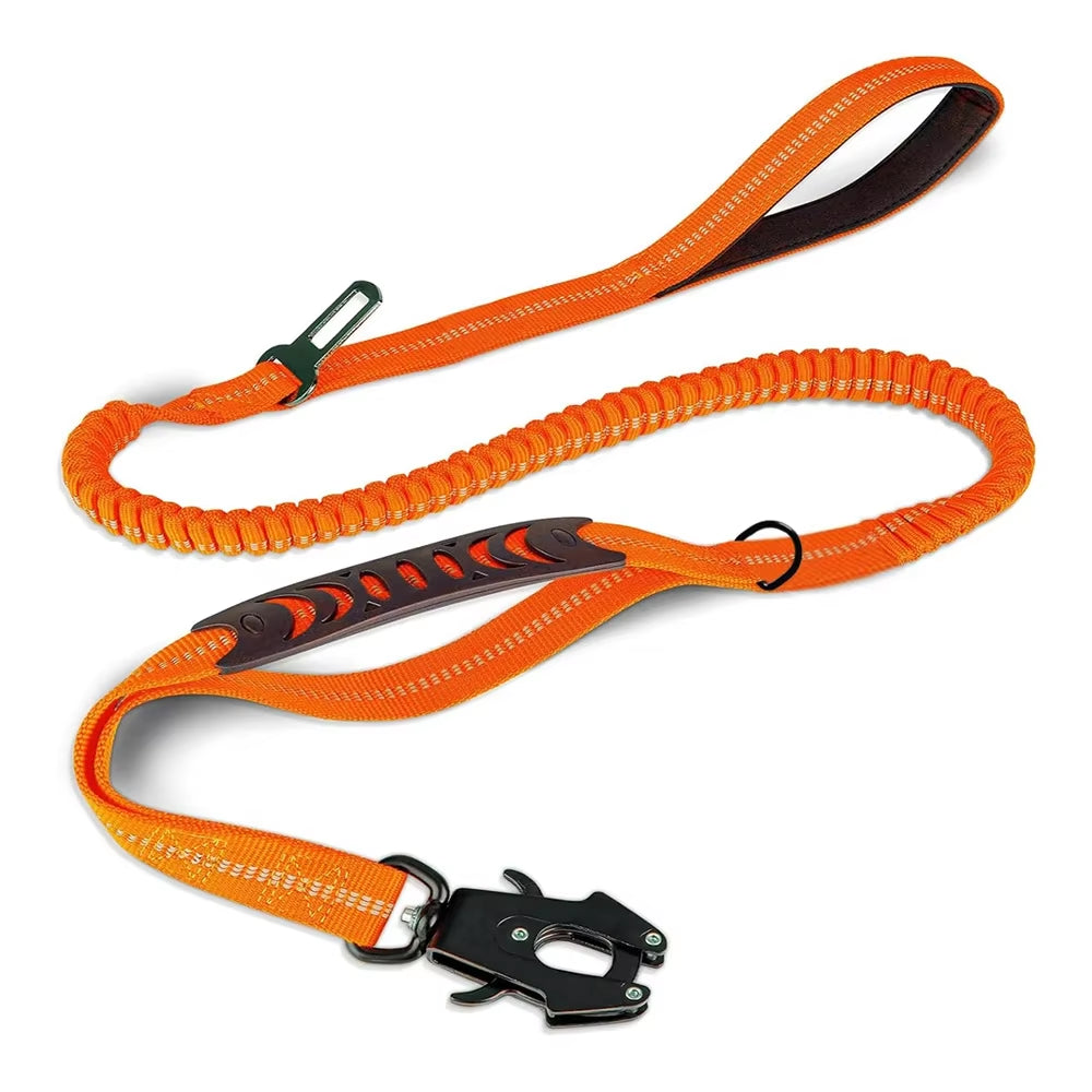 Reflective Shock Absorbing Pet Leashes with Car Seatbelt for Large Dogs Heavy Duty Tactical Bungee Dog Leash No Pull Dog Leash