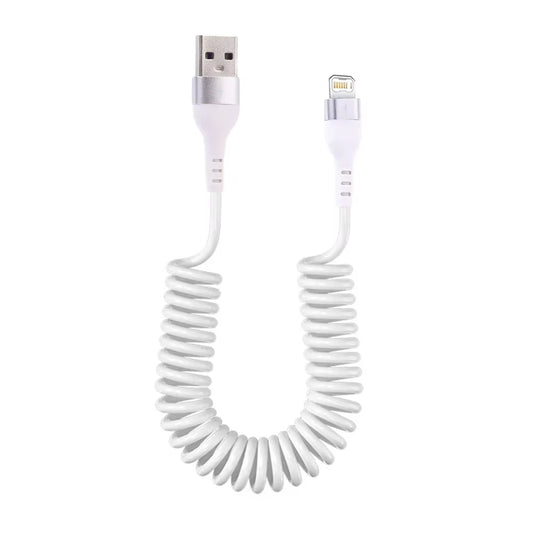 For Apple 30W USB Fast Car Charger Cable for Iphone 14 13 12 11 Pro Max 8 plus X XS Spring Telescopic Charging Cable Accessories