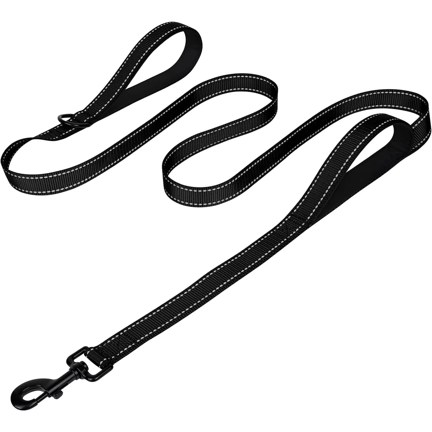 Heavy Duty Double Handle Dog Leash with Reflective Strips for Night Safety - Ideal for Large and Extra Large Breeds - Perfect Fo