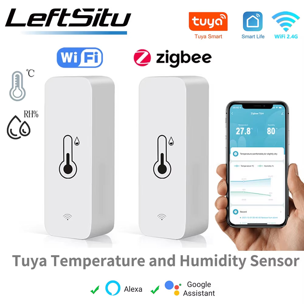 Tuya Wifi Smart Temperature Humidity Sensor Indoor Hygrometer Controller Monitoring Work with Smart Speaker Alexa Google Home